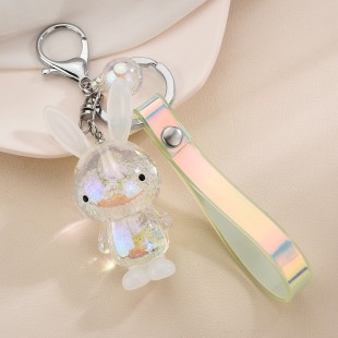 جاسوئیچی اکریلیک خرگوش با بند هولوگرامی Cute acrylic rabbit keychain