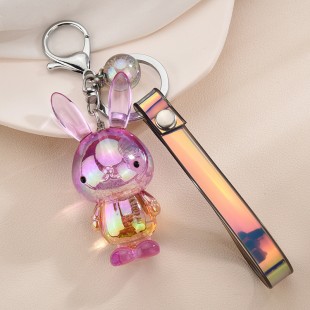 جاسوئیچی اکریلیک خرگوش با بند هولوگرامی Cute acrylic rabbit keychain