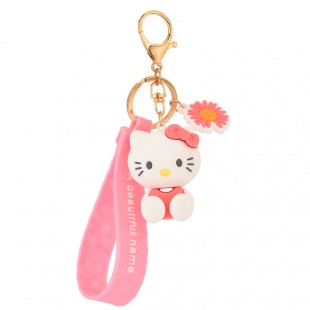 جاسوئیچی طرح هلوکیتی همراه با گل Hello kitty with daisy flower keychain