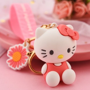 جاسوئیچی طرح هلوکیتی همراه با گل Hello kitty with daisy flower keychain