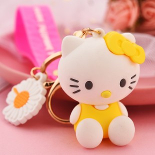 جاسوئیچی طرح هلوکیتی همراه با گل Hello kitty with daisy flower keychain