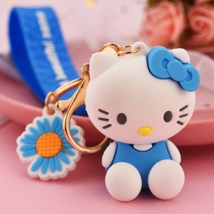 جاسوئیچی طرح هلوکیتی همراه با گل Hello kitty with daisy flower keychain