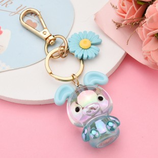 جاسوئیچی طرح خرگوش و گل Cute rabbit with daisy flower keychain