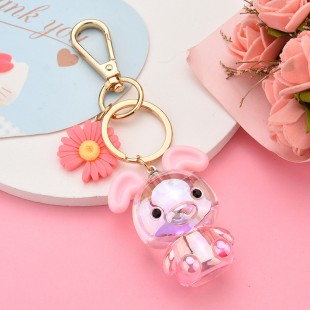 جاسوئیچی طرح خرگوش و گل Cute rabbit with daisy flower keychain