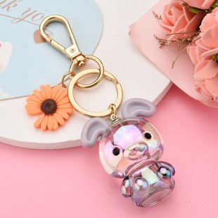 جاسوئیچی طرح خرگوش و گل Cute rabbit with daisy flower keychain