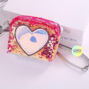 کیف دوشی پولکی با قلب هولوگرامی Holographic heart and movable sequence cross body bag