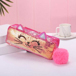 جامدادی پولکی طرح گربه Cute cat sequence design cosmetic bag