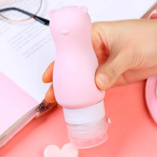 بطری قابل شارژ سیلیکونی مخصوص انواع کرم و شامپو 90ML cute silicone refillable rabbit and bear bottles for lotion and shampoo