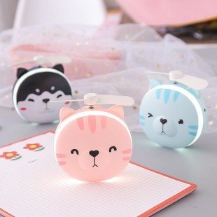 آینه و فن چراغ دار طرح گربه Cute Cat mini fan with LED lamp mirror