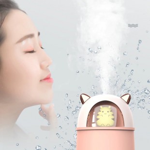 دستگاه بخور سرد طرح گربه Cute cat USB essential oil cool mist maker with LED light night humidifier
