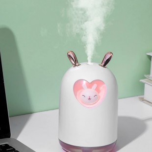 دستگاه بخور با طرح خرگوش قلبی Lovely rabbit with romantic color LED lamp air humidifier