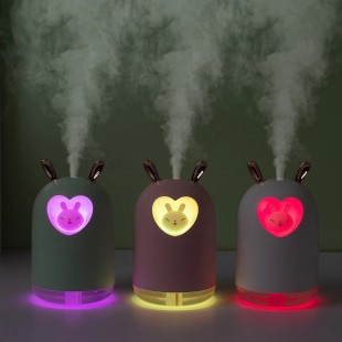 دستگاه بخور با طرح خرگوش قلبی Lovely rabbit with romantic color LED lamp air humidifier
