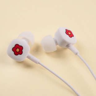 هندزفری فانتزی طرح گل سرخ Red flower E-243 wired earphone