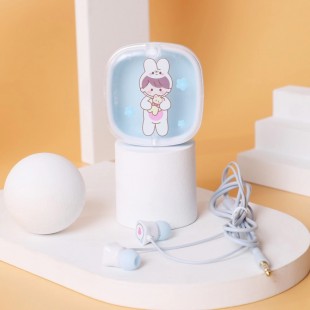 هندزفری طرح دختر کارتونی Cute girl XY-51 wired earphone with storage box