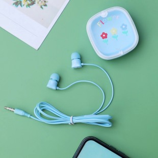 هندزفری فانتزی طرح گل Lovely flower XY-46 wired earphone with storage box