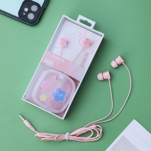 هندزفری فانتزی طرح گل Lovely flower XY-46 wired earphone with storage box