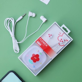 هندزفری فانتزی طرح گل Lovely flower XY-46 wired earphone with storage box