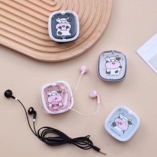 هندزفری طرح گاو Cute cow XY-37 earphones with storage box