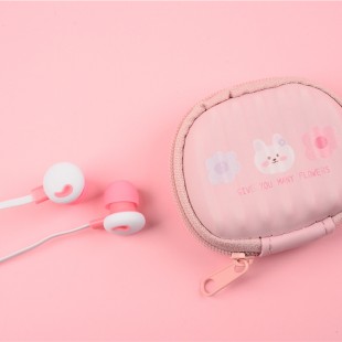 هندزفری طرح گل و حیوانات Earsir E-233 cute flower and pet design wired earphones with storage bag