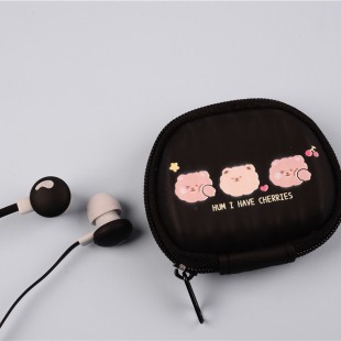 هندزفری طرح گل و حیوانات Earsir E-233 cute flower and pet design wired earphones with storage bag