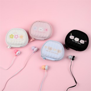 هندزفری طرح گل و حیوانات Earsir E-233 cute flower and pet design wired earphones with storage bag