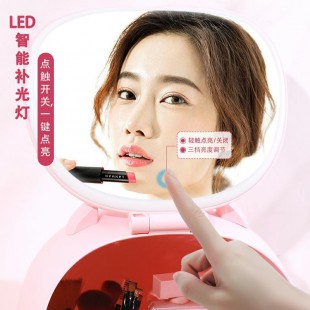 باکس حرفه‌ای لوازم آرایشی LED light makeup box with double mirror