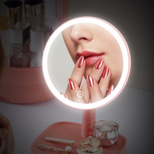 باکس حرفه‌ای لوازم آرایشی LED light makeup box with double mirror