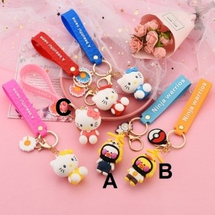 جاسوئیچی طرح هلوکیتی همراه با گل Hello kitty with daisy flower keychain