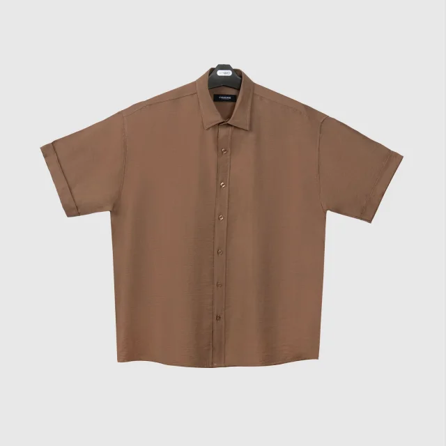 پیراهن آستین کوتاه نسکافه ای مدل کارلو |  CARLO برند کیامورس/ KYAMORS
