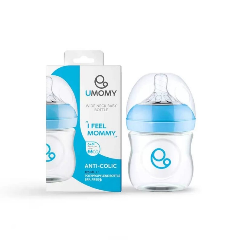 شیشه شیر طلقی 6+ ماه یومامی  UMOMY ظرفیت 125 میلی لیتر