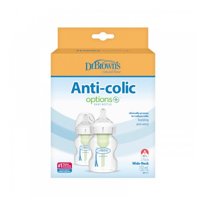 شیشه شیر طلقی +0 ماه  دکتر براون  DR BROWNS بسته دو عددی ظرفیت 150 میلی لیتر