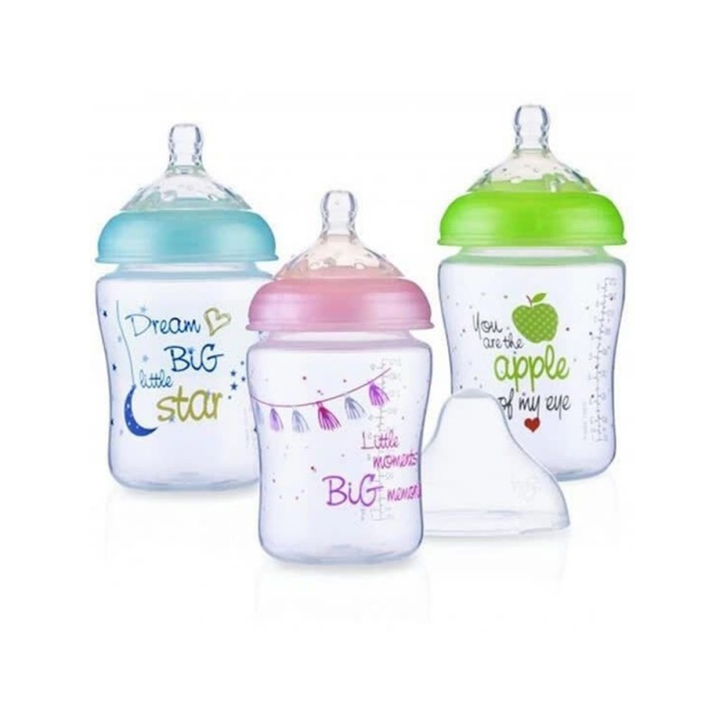 شیشه شیر طلقی 0+ ماه نابی NUBY ظرفیت 270 میلی لیتر