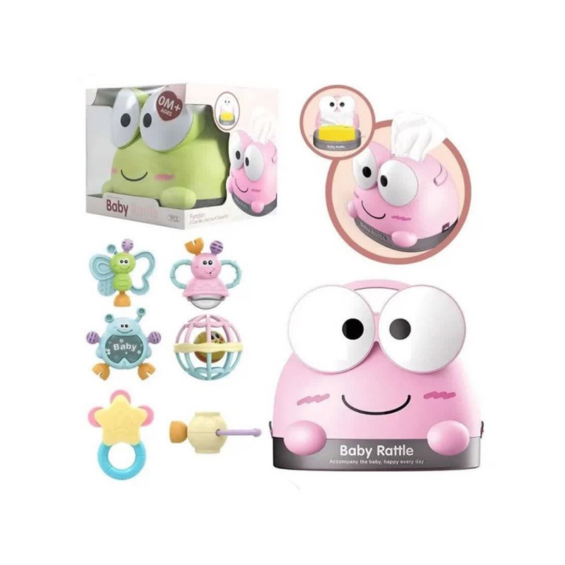 پک جغجغه نوزاد طرح قورباغه بسته 6 عددی