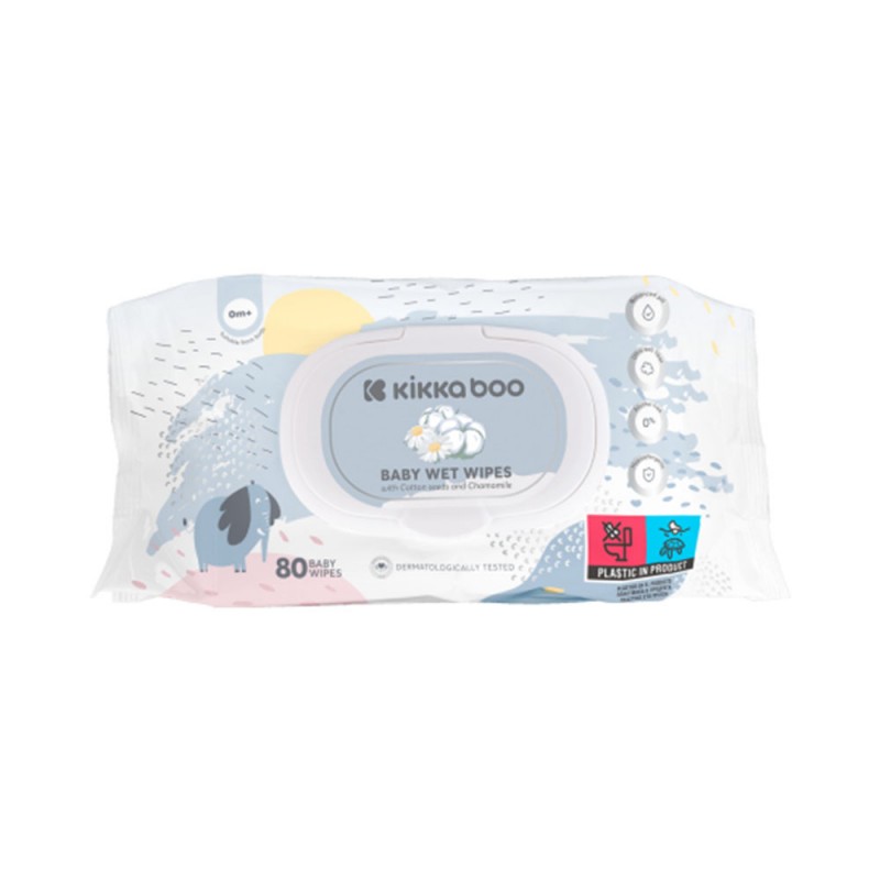 دستمال مرطوب پنبه و بابونه کیکابو Kikkaboo بسته 80 عددی