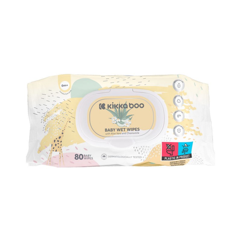 دستمال مرطوب آلوئه ورا و بابونه کیکابو Kikkaboo بسته 80 عددی