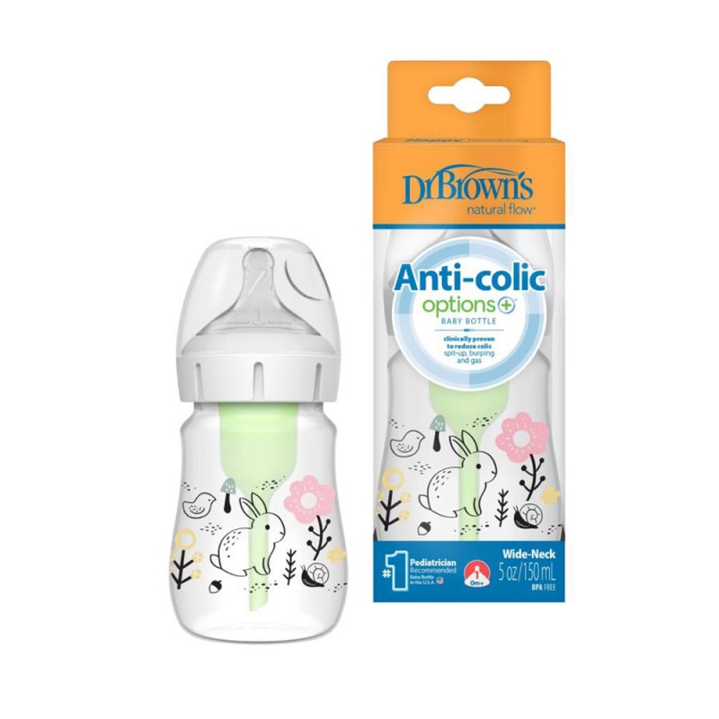 شیشه شیر طلقی +0 ماه دکتر براون Dr Brown’s ظرفیت 150 میلی لیتر طرحدار