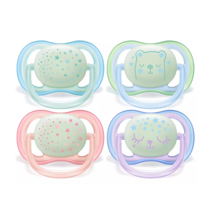 پستانک ارتودنسی شب تاب  6-0 ماه فیلیپس اونت Philips Avent بسته دو عددی  SCF376/11-12