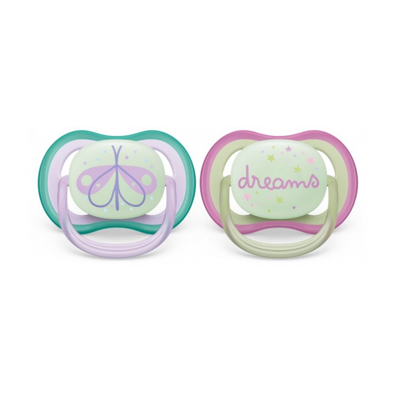 پستانک ارتودنسی شب تاب  6-0 ماه فیلیپس اونت Philips Avent بسته دو عددی  SCF376/19