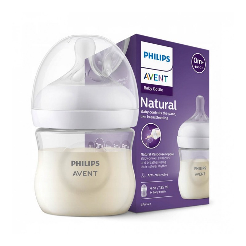 شیشه شیر طلقی 0+ ماه فیلیپس اونت PHILIPS AVENT ظرفیت 125 میلی لیتر