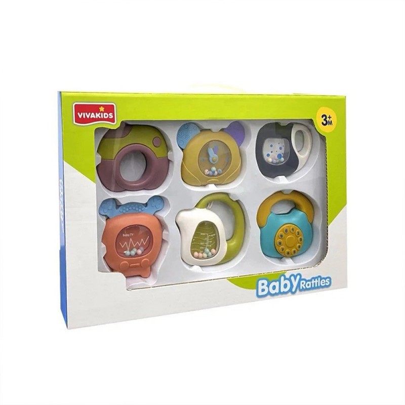 ست جغجغه و دندانگیر  ویوا کیدز vivakids  بسته شش عددی کد 1158