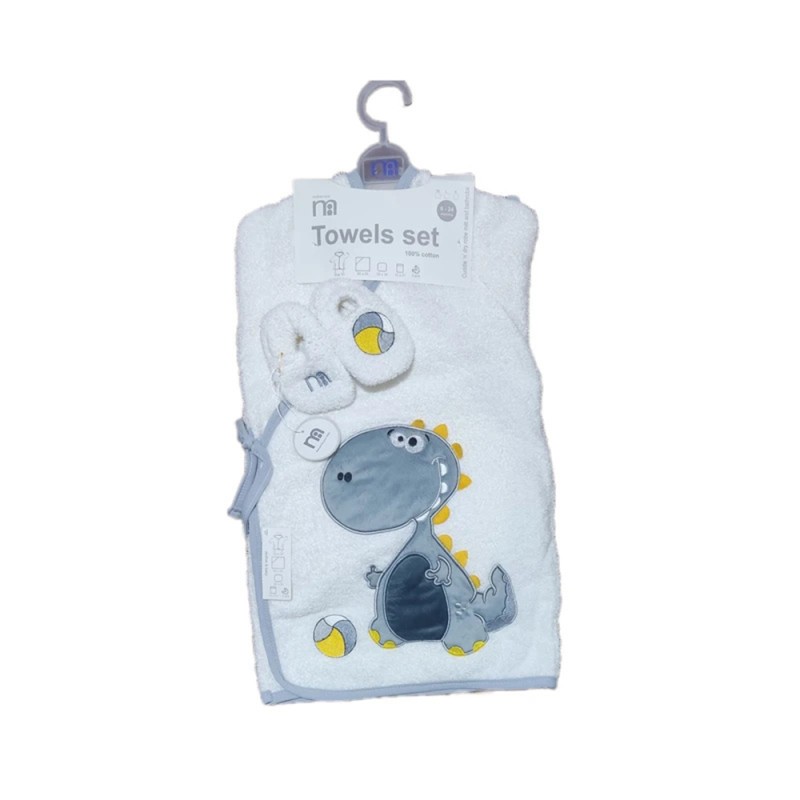 ست حوله نوزاد 5 تکه مادرکر Mothercare طرح دایناسور تاج دار