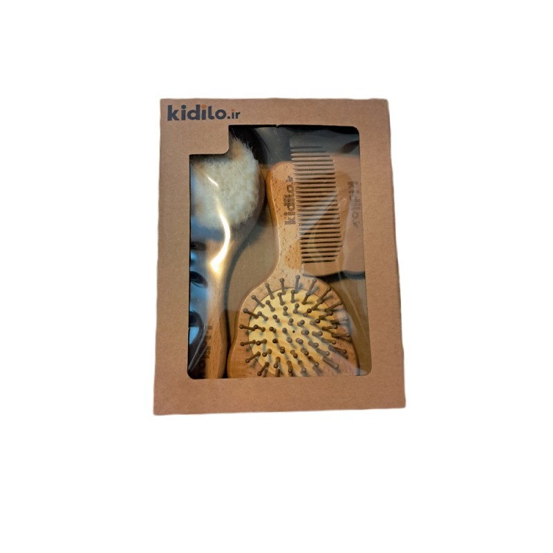 ست شانه و برس چوبی کودک کیدیلو kidilo طرح خرسی