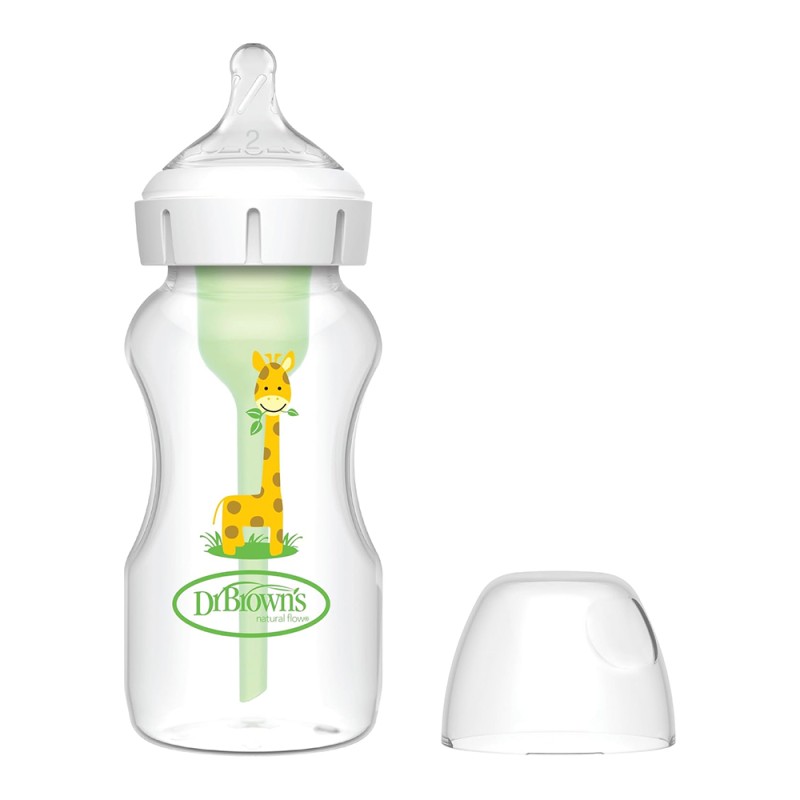 شیشه شیر طلقی +3 ماه دکتر براون Dr Brown’s ظرفیت 270 میلی لیتر طرح زرافه