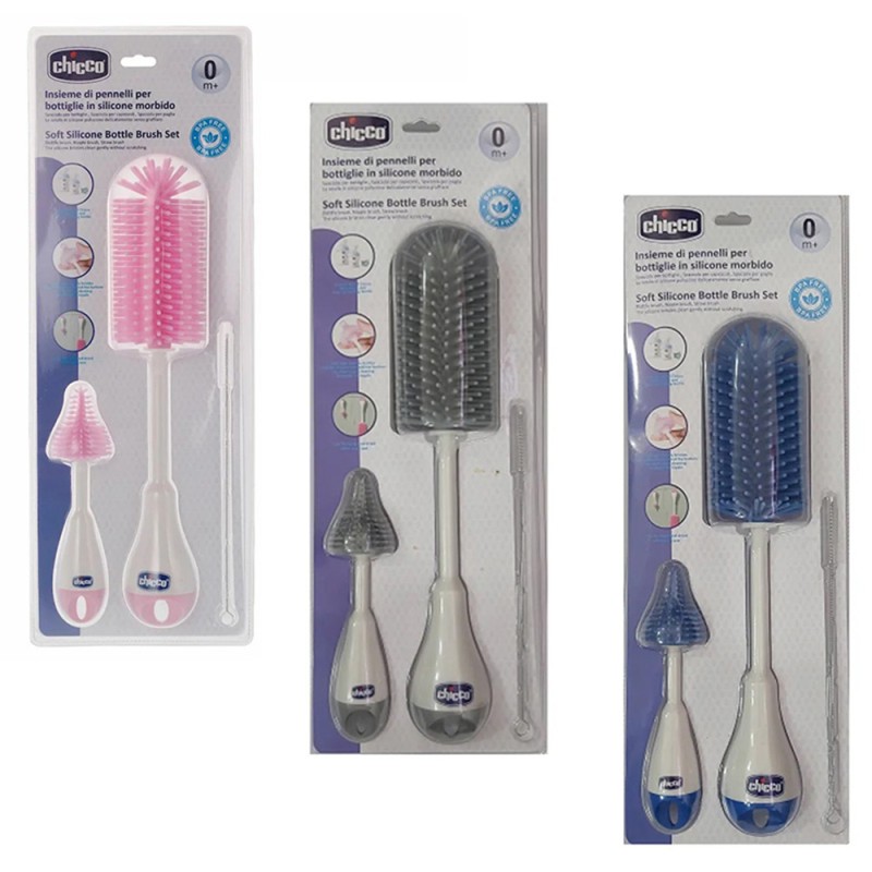 برس شیشه و سرشیشه شور سیلیکونی چیکو  Chicco بسته سه عددی