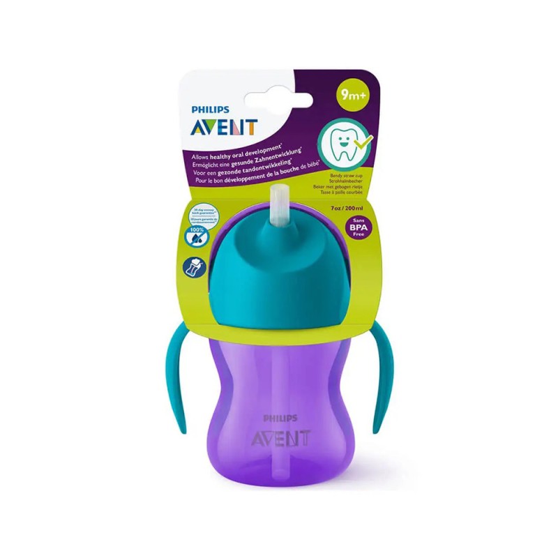 لیوان نی دار 0+ ماه فیلیپس اونت Philips Avent Straw Cup ظرفیت 200 میلی لیتر