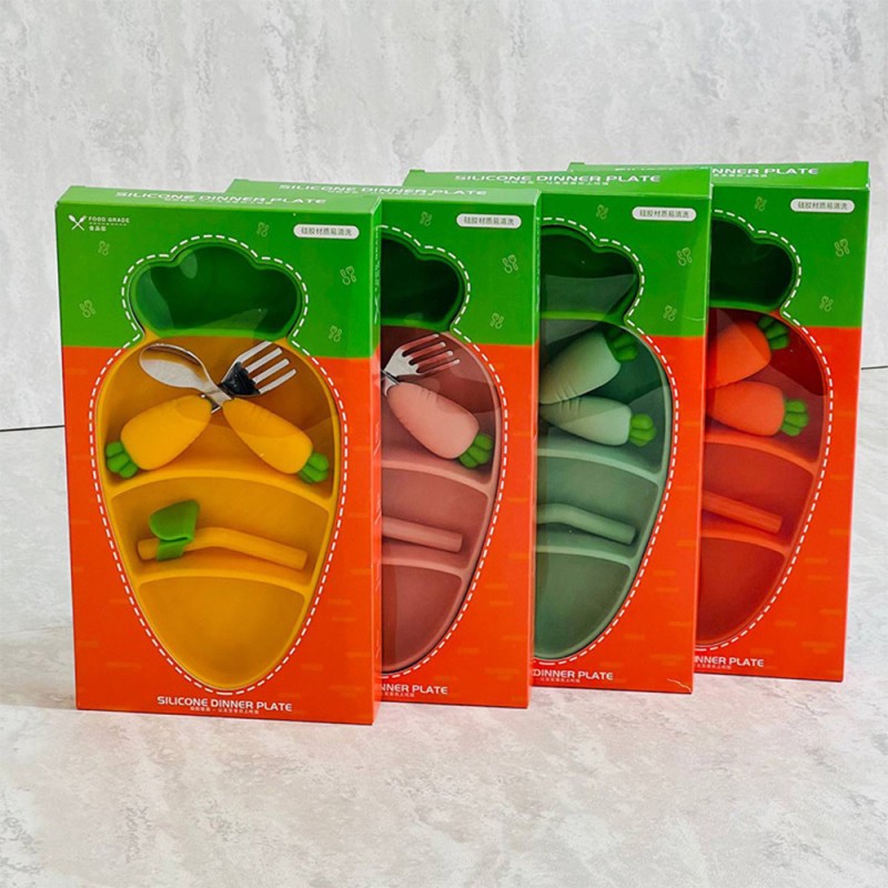 ست ظرف غذا سیلیکونی  کودک طرح هویج