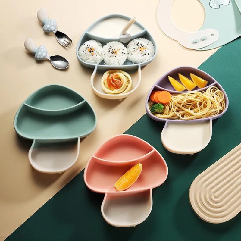 ست ظرف غذا سیلیکونی کودک طرح قارچ