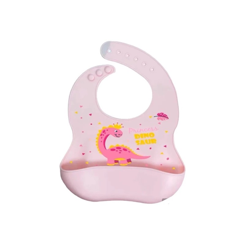 پیشبند تمام سیلیکونی +6 ماه کاسه دار کودک طرح دایناسور