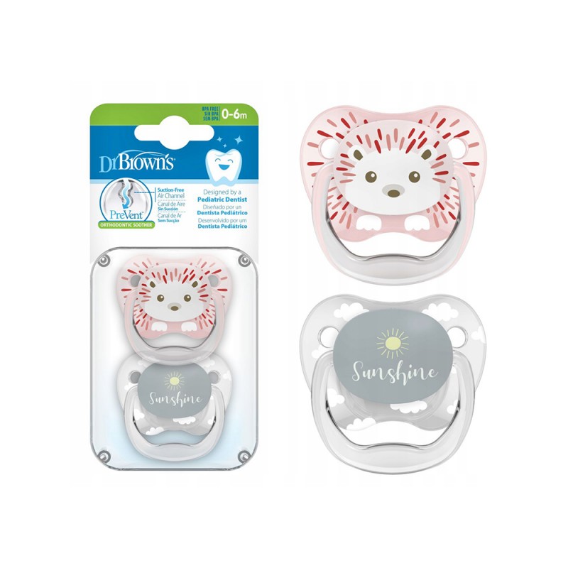 پستانک ارتودنسی 0 تا 6 ماه  دکتر براون Dr Brown’s طرح جوجه تیغی بسته دو عددی
