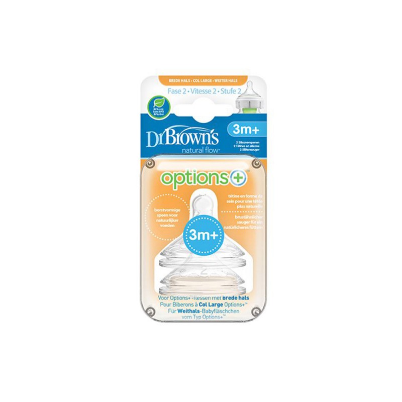 سرشیشه پهن 3+ ماه دکتر براون Dr Browns بسته دو عددی